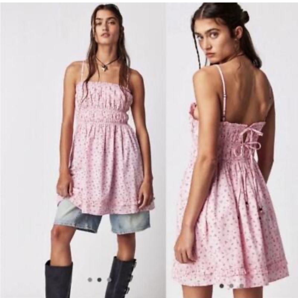 Free People Gabby Mini Dress in Hot Pink Comb size Small Resort Wear